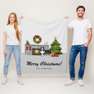 Couverture Polaire Berger Sheltie Bi-Noir Dans Une Chambre De Noël &