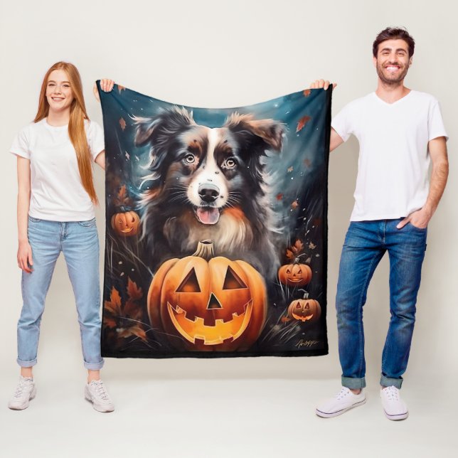 Couverture Polaire Bergger Australien d'Halloween avec des citrouille (En situation)