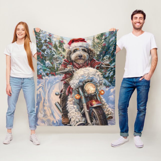 Couverture Polaire Bernedoodle Chien équitation Moto Noël (En situation)