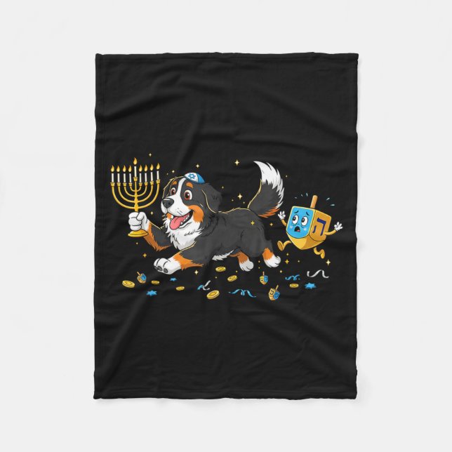 Couverture Polaire Bernese Mountain Dog Dreidel Menorah Hanukkah Wome (Devant)