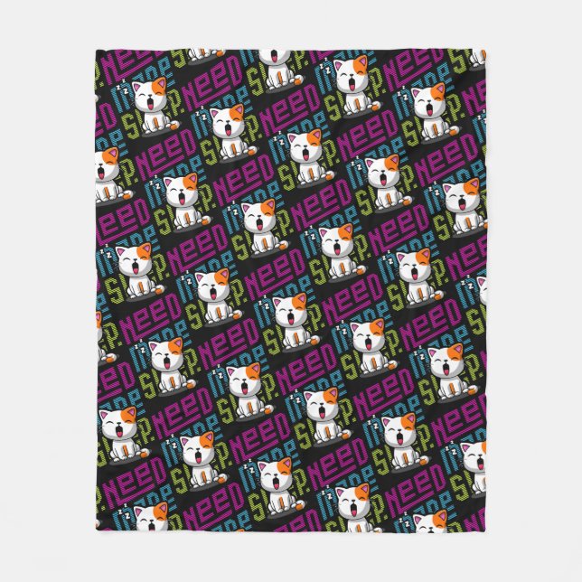 Couverture Polaire Besoin de plus de sommeil | Funny Cat expression d (Devant)