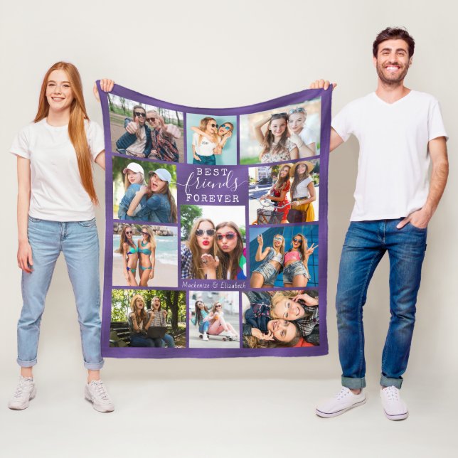 Couverture Polaire BEST AMIS FOREVER Photo Collage Purple Ombre (En situation)