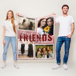Couverture Polaire BEST AMIS Moderne pour toujours Collage de photos 