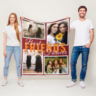 Couverture Polaire BEST AMIS MODERNES POUR TOUJOURS Photo Collage Rou