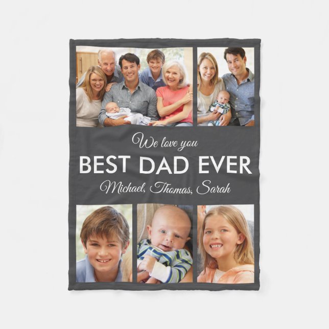 Couverture Polaire Best Dad Ever Photo Collage Fathers Day (Devant)