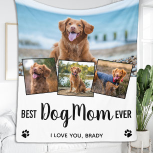 Couverture Polaire Best Dog Mom Personnalisé 4 Photo Collage