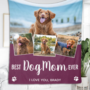Couverture Polaire Best DOG MOM Personnalisé Animaux 4 Photo Collage