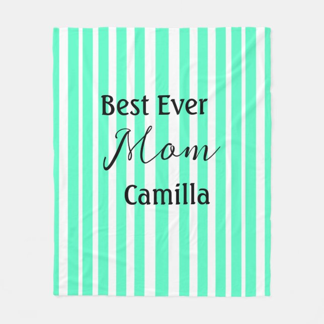 Couverture Polaire Best ever mom green stripped pattern pastel neon  (Devant)