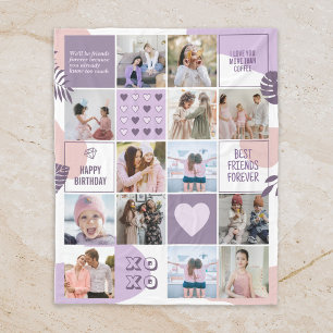 Couverture Polaire Best Friend Besties BFF Photo Collage rose violet