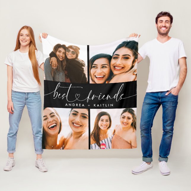 Couverture Polaire Best Friends BFF Modern Elegant Heart Script Photo (En situation)