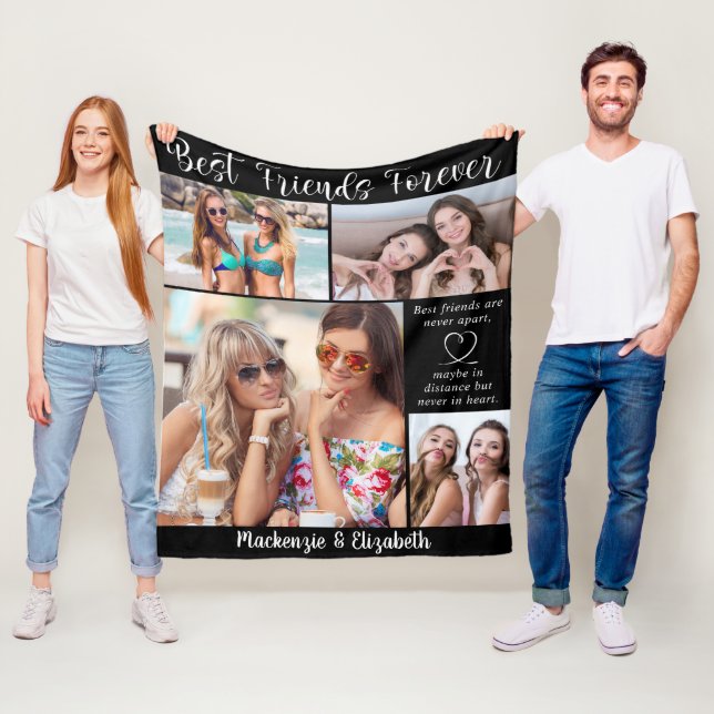 Couverture Polaire Best Friends Forever Script Dire 5 Photos Noir (En situation)
