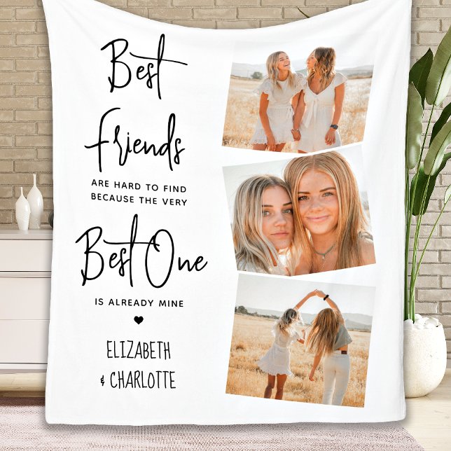 Couverture Polaire Best Friends Personnalisé Chic 3 Photo Friendship (Créateur téléchargé)