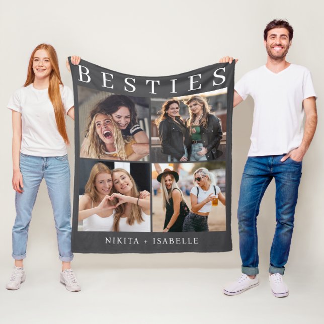 Couverture Polaire Best Friends Photo Collage Keepsake Fleece Blanket (En situation)