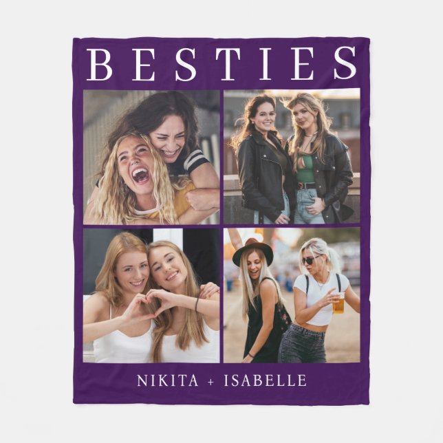 Couverture Polaire Best Friends Purple Photo Collage Keepsake  (Devant)