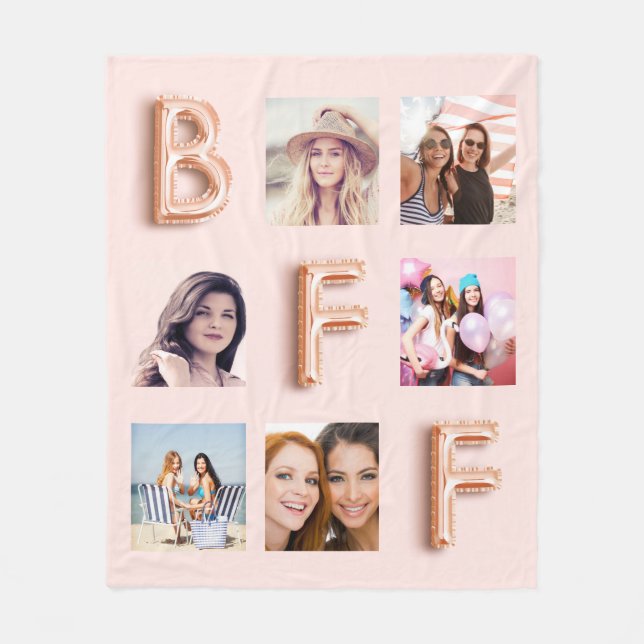 Couverture Polaire Best Friends rose or blush photo collage (Devant)