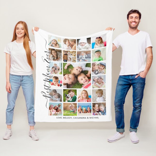 Couverture Polaire BEST MOM EVER 21 Photo Collage Script Keepsaké (En situation)