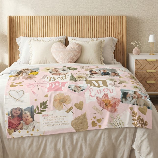 Couverture Polaire Best Mom Ever Mother's Day Scrapbook Photo Collage (Best Mom Ever Mother's Day Scrapbook Photo Collage Fleece Blanket)