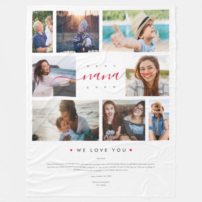 Couverture Polaire Best Nana Ever Funny Mother's Day 8 Photo collage (Devant)