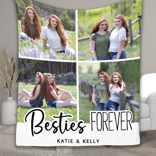 Couverture Polaire Besties Friends Forever Photo Collage (Créateur téléchargé)