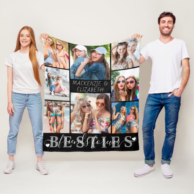 Couverture Polaire BESTIES Friends Forever Script 8 Photo Noir (En situation)
