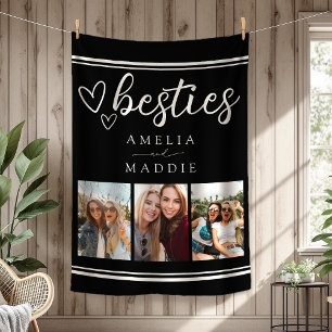 Couverture Polaire Besties modernes Collage photo noir et blanc