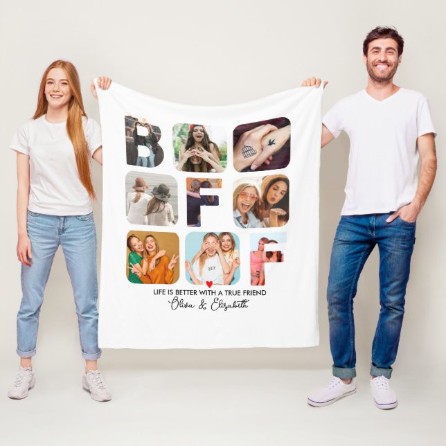 Couverture Polaire Besties Photo personnalisée Collage BFF Cadeau mig (En situation)