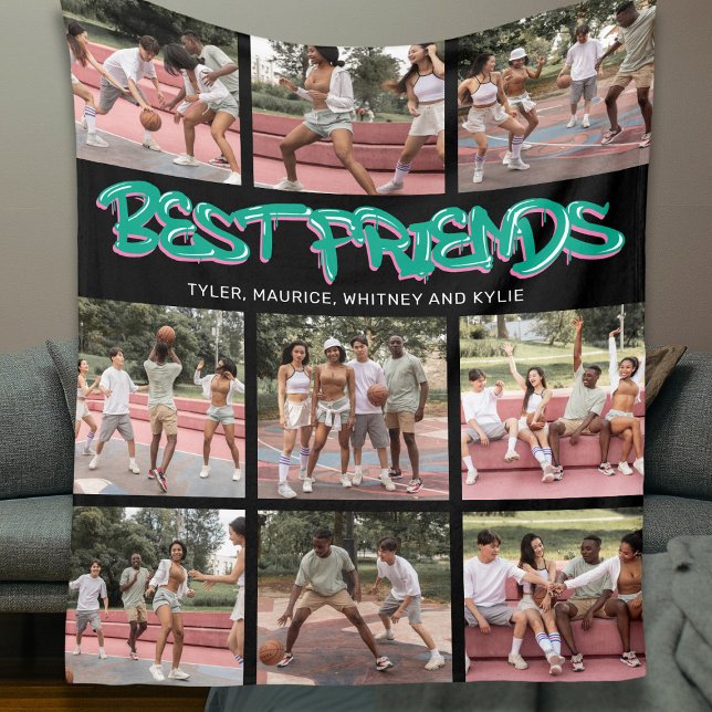Couverture Polaire BFF Best Friends 9 Photo Collage (Créateur téléchargé)