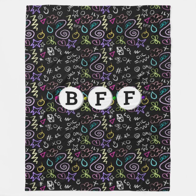 Couverture Polaire BFF Doodles - Faux Parties scintillant Motif (3 pe (Devant)