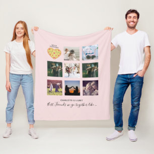 Couverture Polaire BFF Photo Collage Cadeaux Dusty rose PIZZA Amis