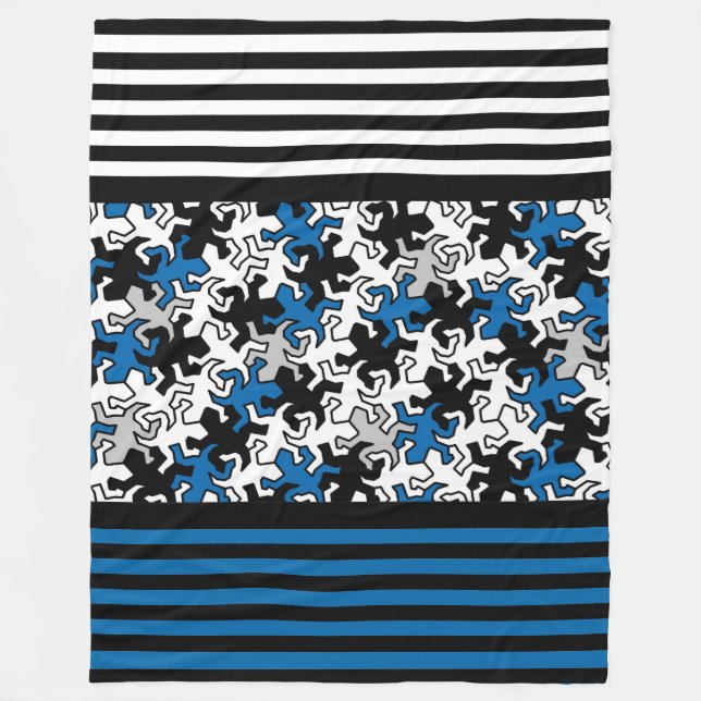 Couverture Polaire BG Stripes Motif wride noir + geckos mosaïque (Devant)