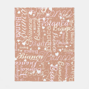 Couverture Polaire Bianca Nom personnalisé Motif Boho Rosy