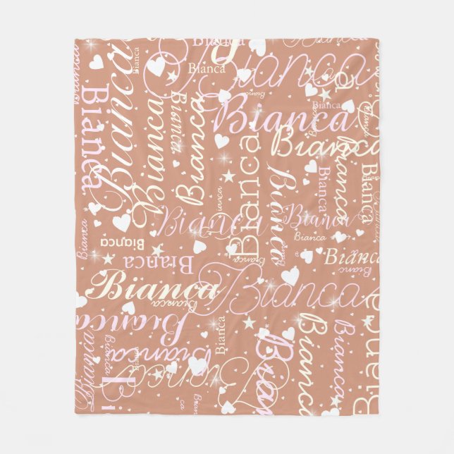Couverture Polaire Bianca Nom personnalisé Motif Boho Rosy (Devant)