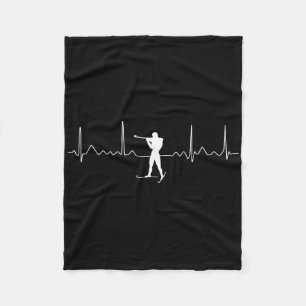 Couverture Polaire Biathlon Heartbeat - Skiing Slogan Shooting Biathl