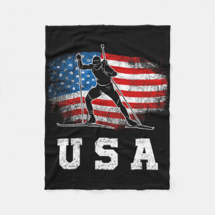 Couverture Polaire Biathlon Usa ! Ski Patriotique Et Tir À Fusil