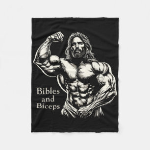 Couverture Polaire Bibles Et Biceps - Drôle Bodybuilding Jesus Gym W