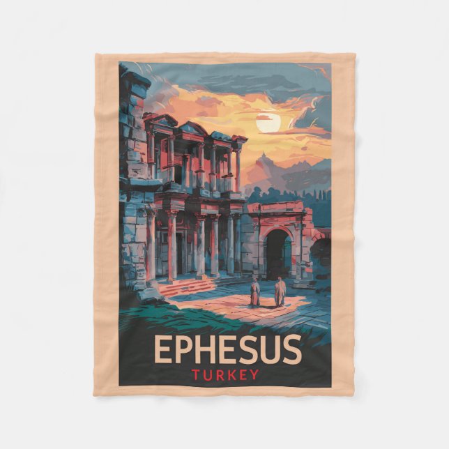 Couverture Polaire Bibliothèque Ephesus de Celsus Travel Art Vintage (Devant)