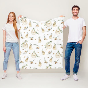 Couverture Polaire Bibs pour bébé boho Motif de botanique arc-en-ciel