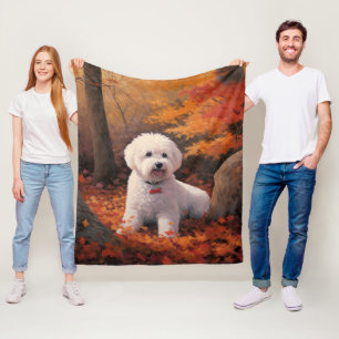 Couverture Polaire Bichon Frise à l'automne Feuilles automne Inspire