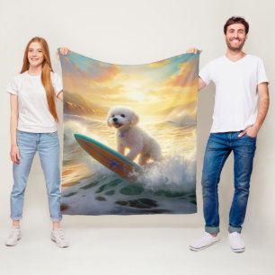 Couverture Polaire Bichon Frise Beach Plage Surf Peinture