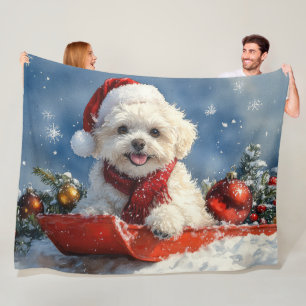 Couverture Polaire Bichon Frise Chien dans la boue Laisser passer la