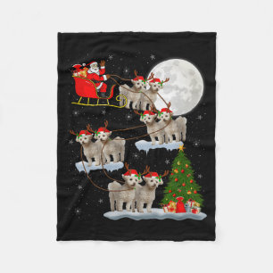 Couverture Polaire Bichon Frise Chien Père Noël Traîneau Volant Drôle