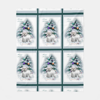Couverture Polaire Bichon Frise Christmas