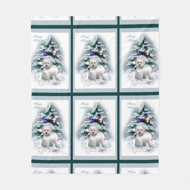 Couverture Polaire Bichon Frise Christmas (Devant)