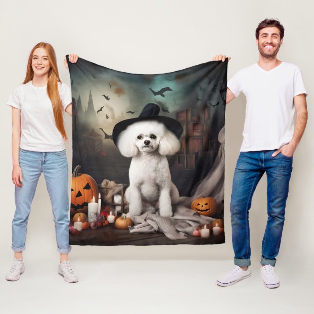 Couverture Polaire Bichon Frise Citrouilles Halloween Épouvantable (En situation)