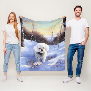 Couverture Polaire Bichon Frise Laisser neiger Noël