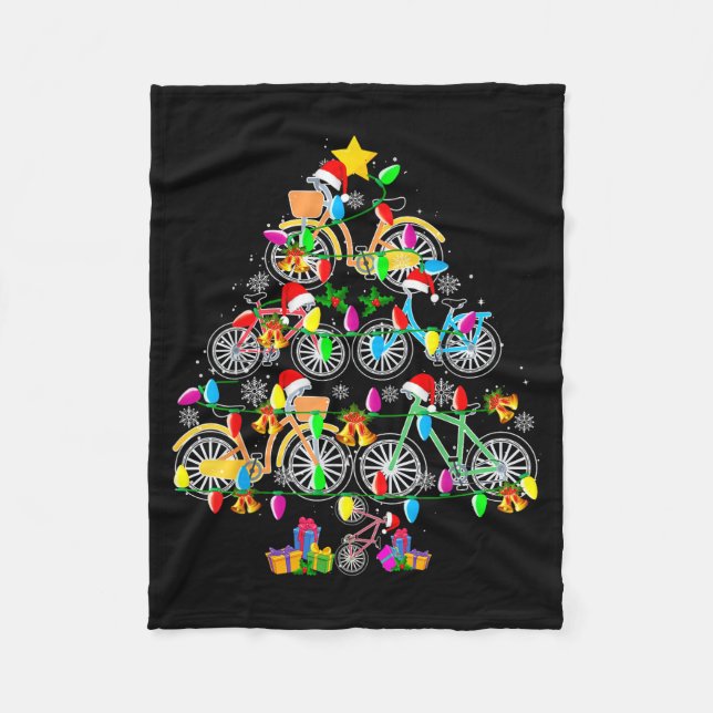 Couverture Polaire Bicycle Christmas Tree Funny Santa Bicycle Lover B (Devant)