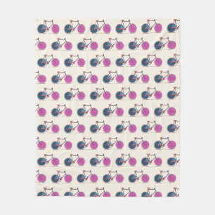 Couverture Polaire Bicyclette colorée ligne Art Dessin Motif