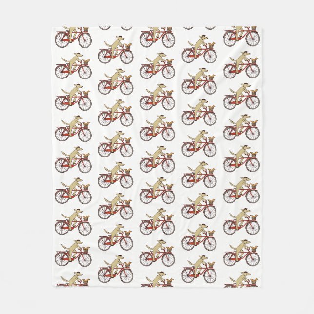 Couverture Polaire Bicyclette d'équitation de chien avec mignon écure (Devant)