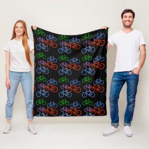 Couverture Polaire Bicyclettes lumineuses Motif sur noir