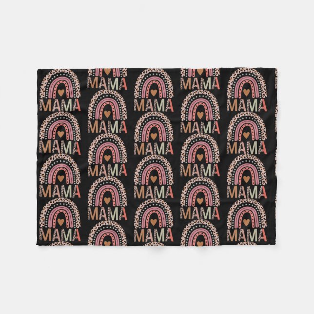 Couverture Polaire Bienheureuse Mama drôle Leopard Boho mignon arc-en (Devant (Horizontal))